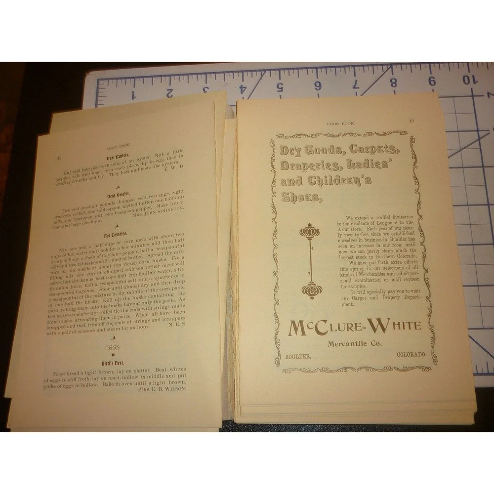 Longmont Pioneer Museum Centennial BiCentennial Recipes Re-Issue Cookbook